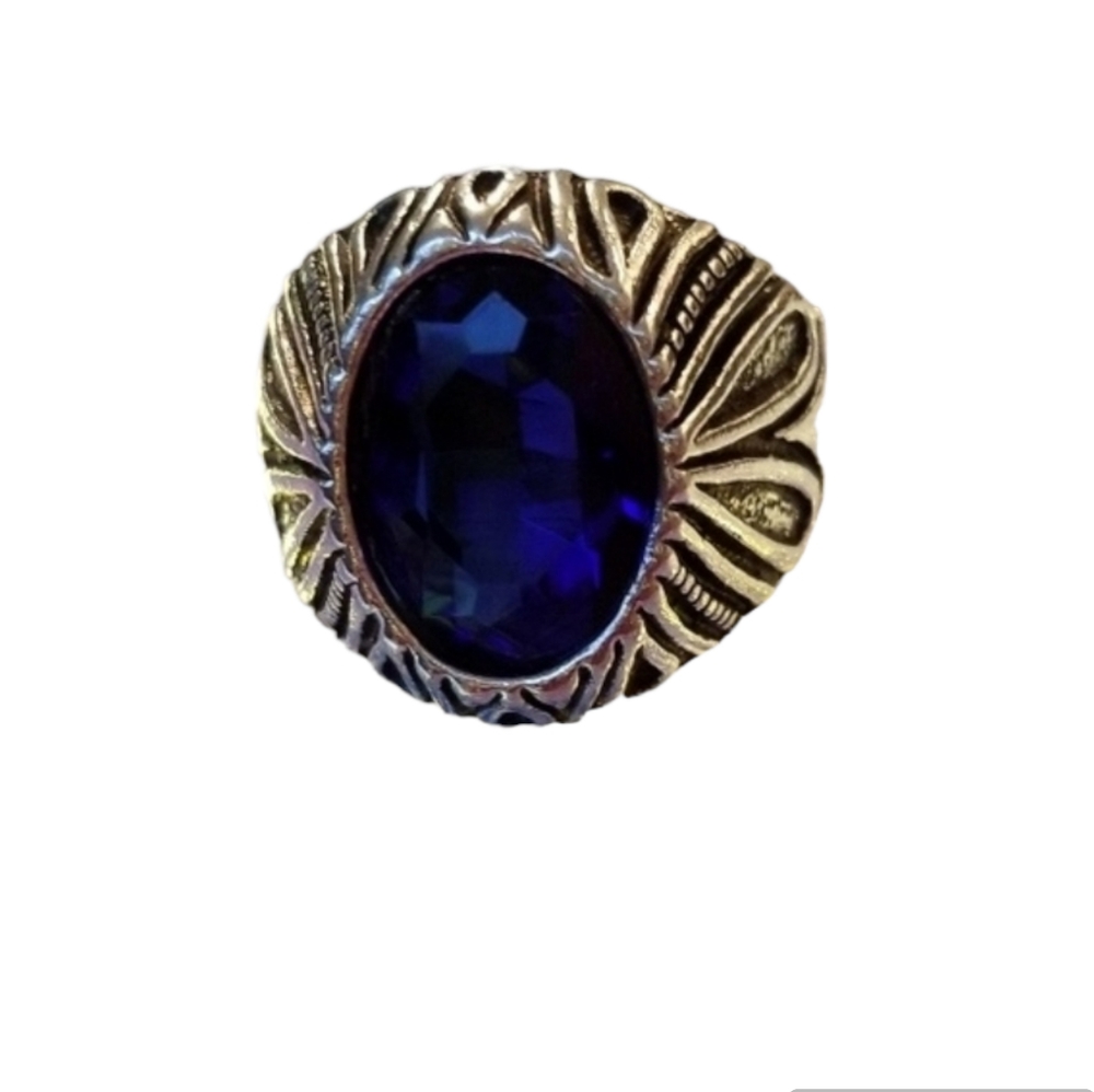 💎 Blue gem glass stone ring - Picture 1 of 7